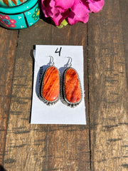 Orange spiny Dangle Earrings #4