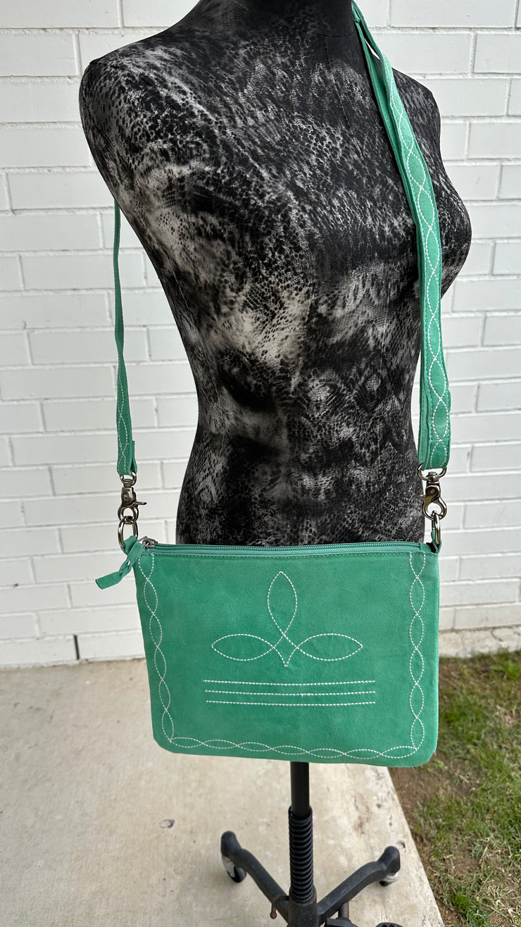 Turquoise Boot Stitch Crossbody