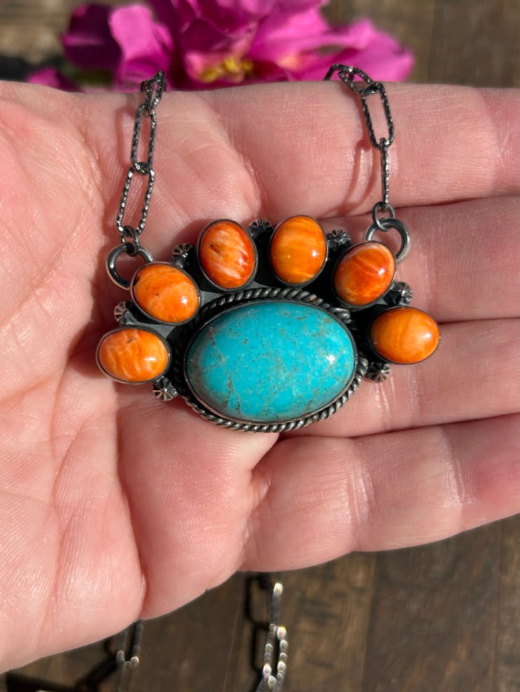 Kingman and Orange Spiny Necklace #2