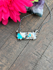 Waterproof Kingman White Buffalo Remix Bar Necklace #4