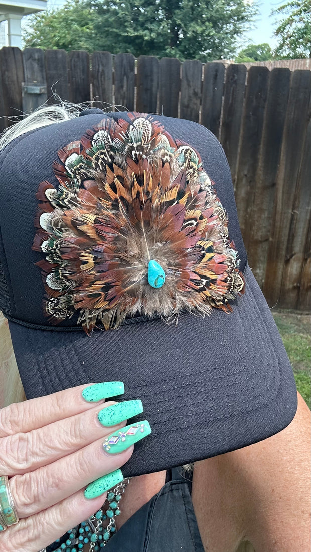 JJ’s Dark Feather Turquoise Hat