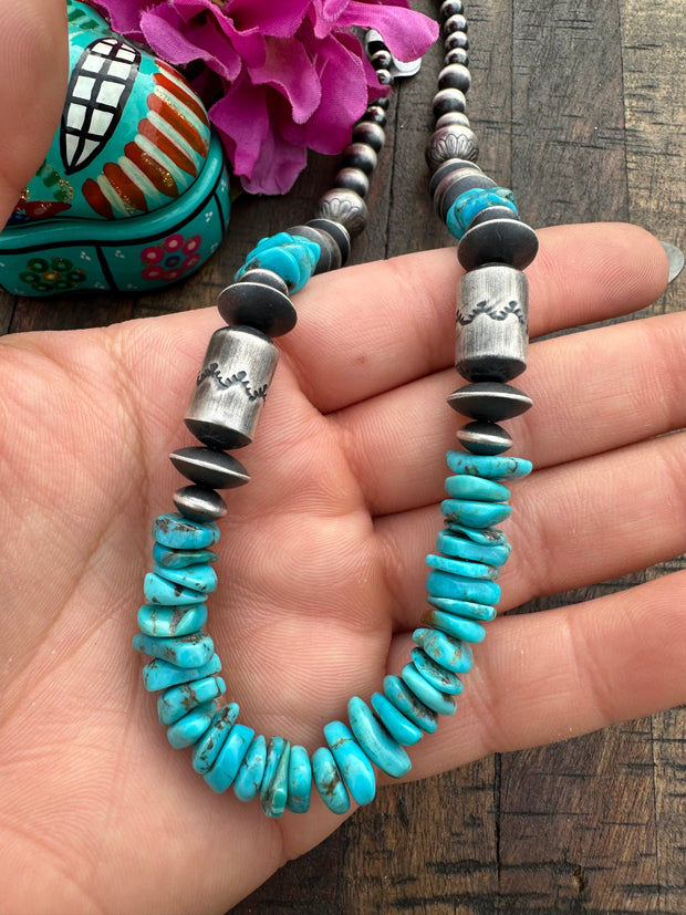20" Kingman and Navajo Pearl Necklace