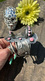 Pink Conch Saddle Cuff