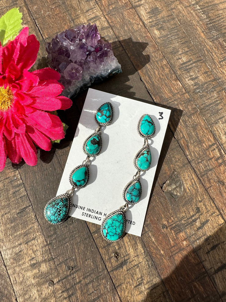 4 Stone Nevada Turquoise Earrings #3