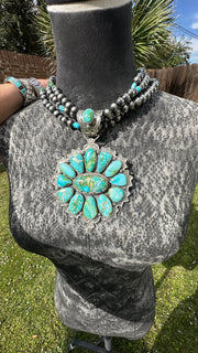 Multi Strand Pearl and Sonoran Gold Pendant Necklace #3