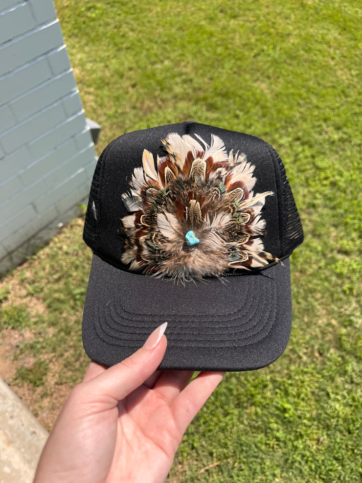 JJ’s Light Feather Turquoise Hat