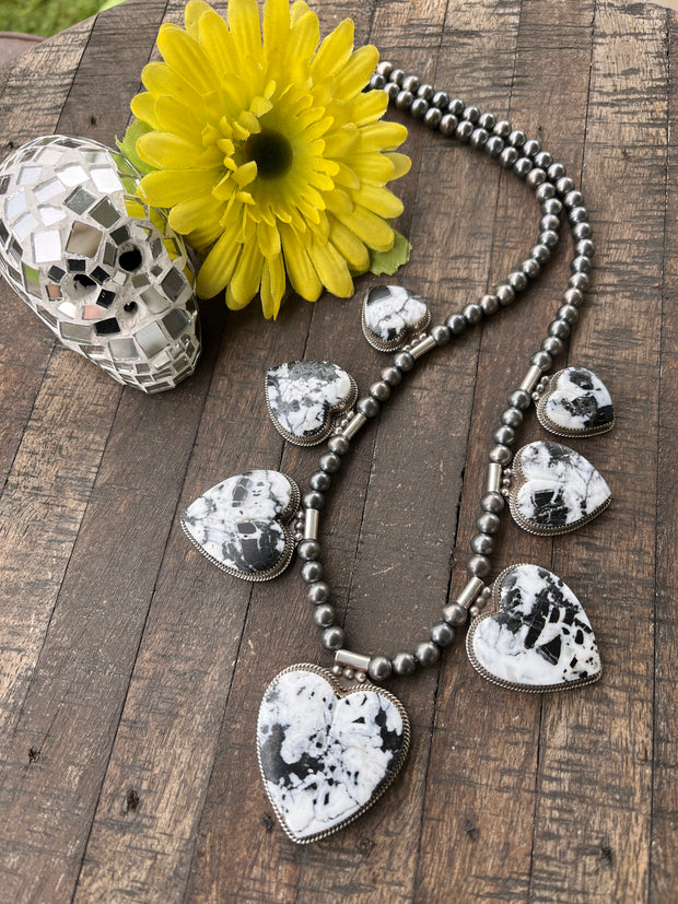 White Buffalo Heart Necklace