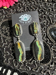 XL Blackjack Turquoise Two Stone Earrings