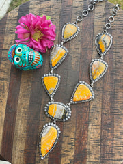 Bumble Bee Jasper Cluster Lariat