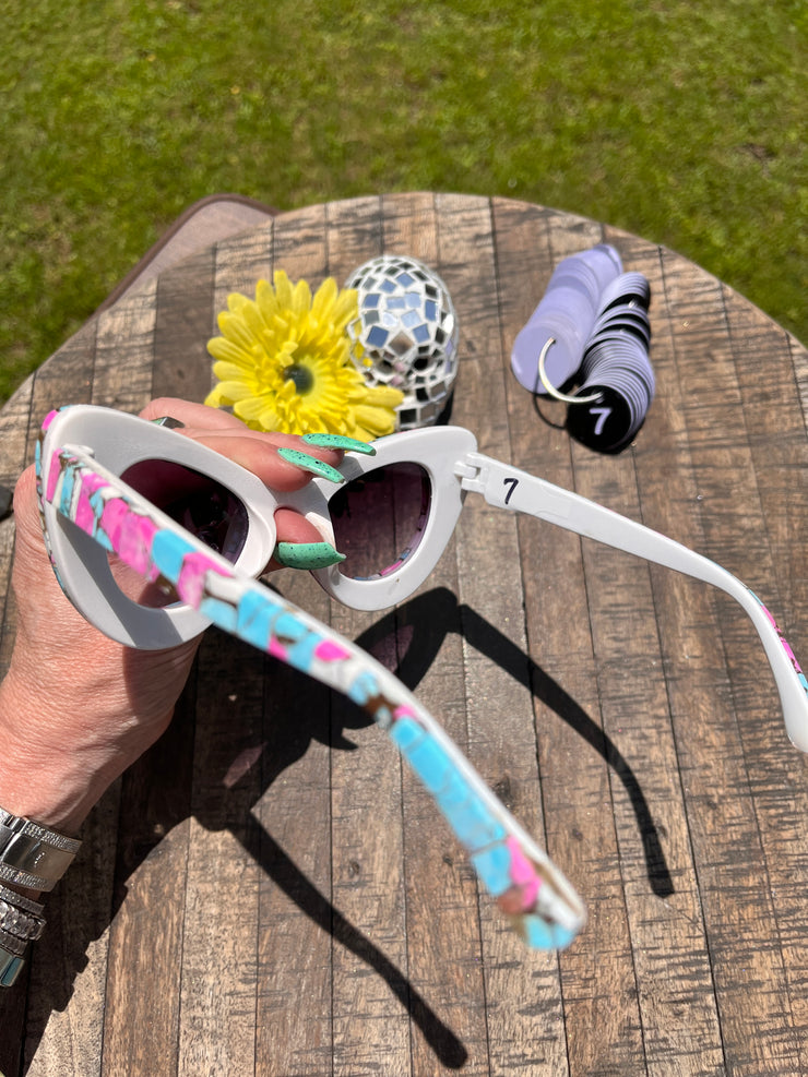 Handmade Cotton Candy Kingman Inlay Sunglasses #7