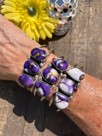 3 Stone Lavender Dahlia Kingman Cuffs 1-3