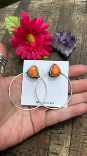 Orange Spiny Hoop Studs #1