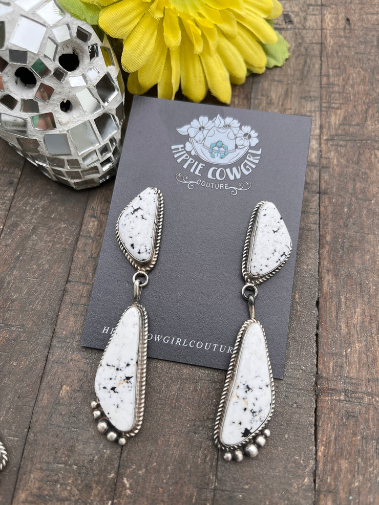 2 Stone White Buffalo Earrings