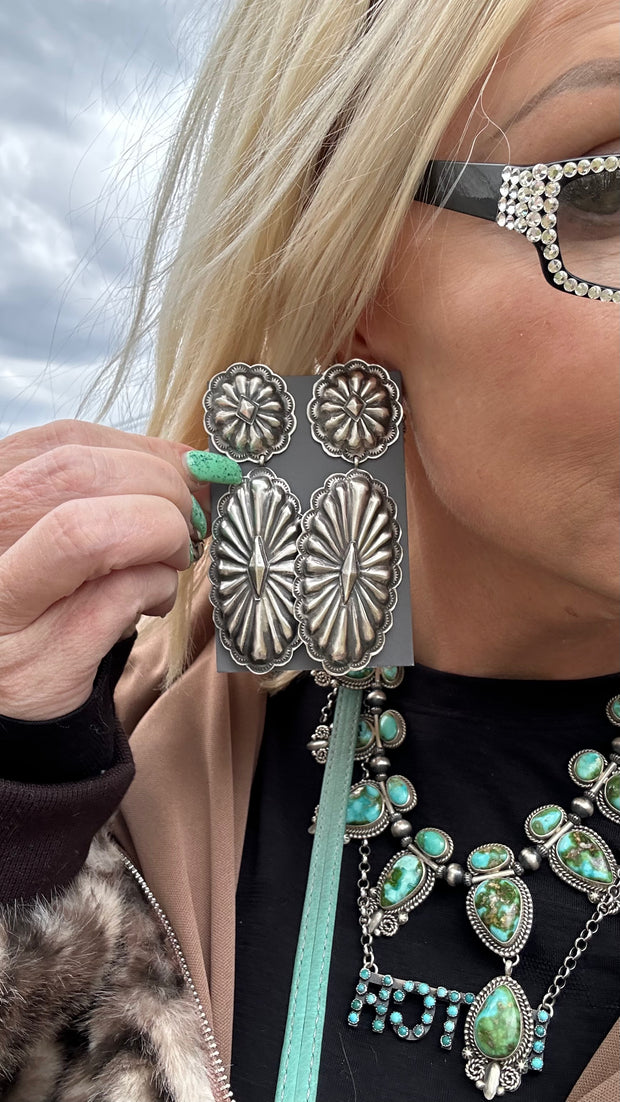 Sterling Concho "Posty" Earrings