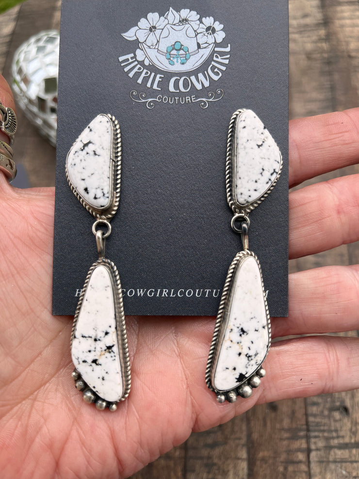 2 Stone White Buffalo Earrings