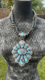 Multi Strand Pearl and Golden Hills Pendant Necklace #1