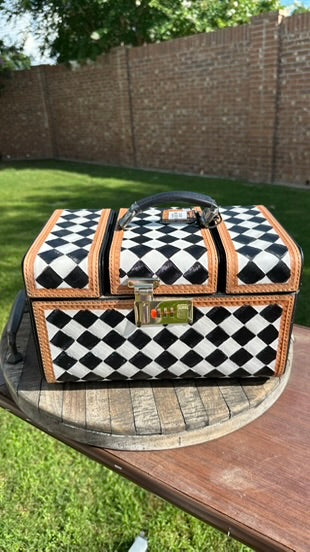 Checkerboard Cowhide and Leather Jewelry Box