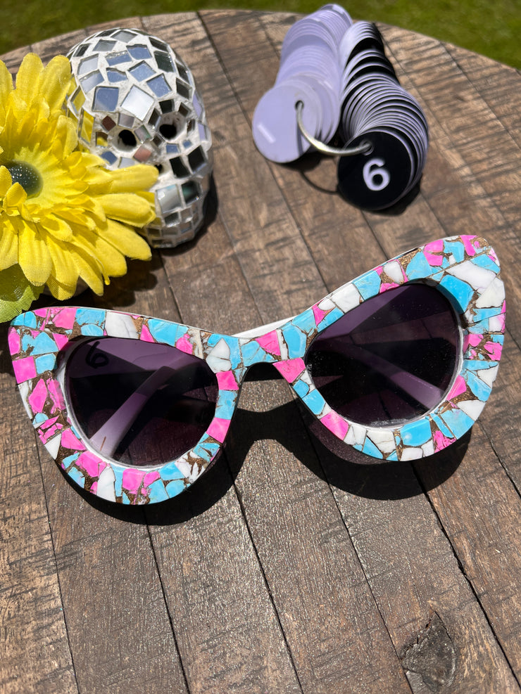 Handmade Cotton Candy Kingman Inlay Sunglasses #6