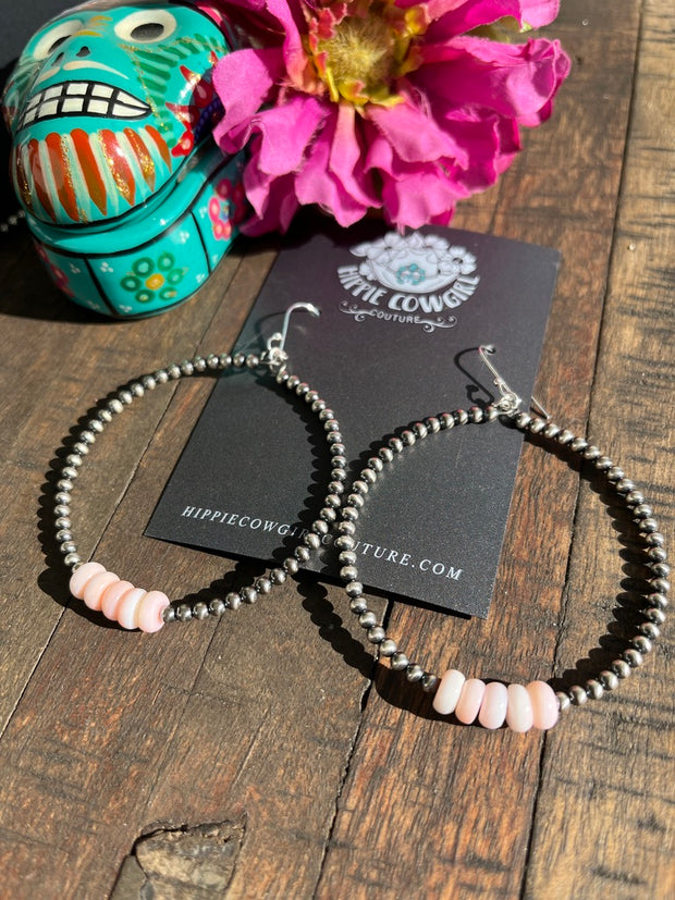 "Cotton Candy" and Pearl Hoops