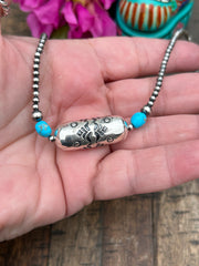 18" Navajo Pearl and Kingman Necklace