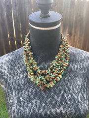 Multi Strand Coral and Kingman Necklace