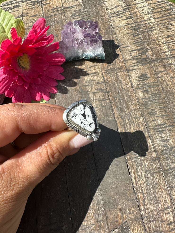 White Buffalo Single Stone Ring #5