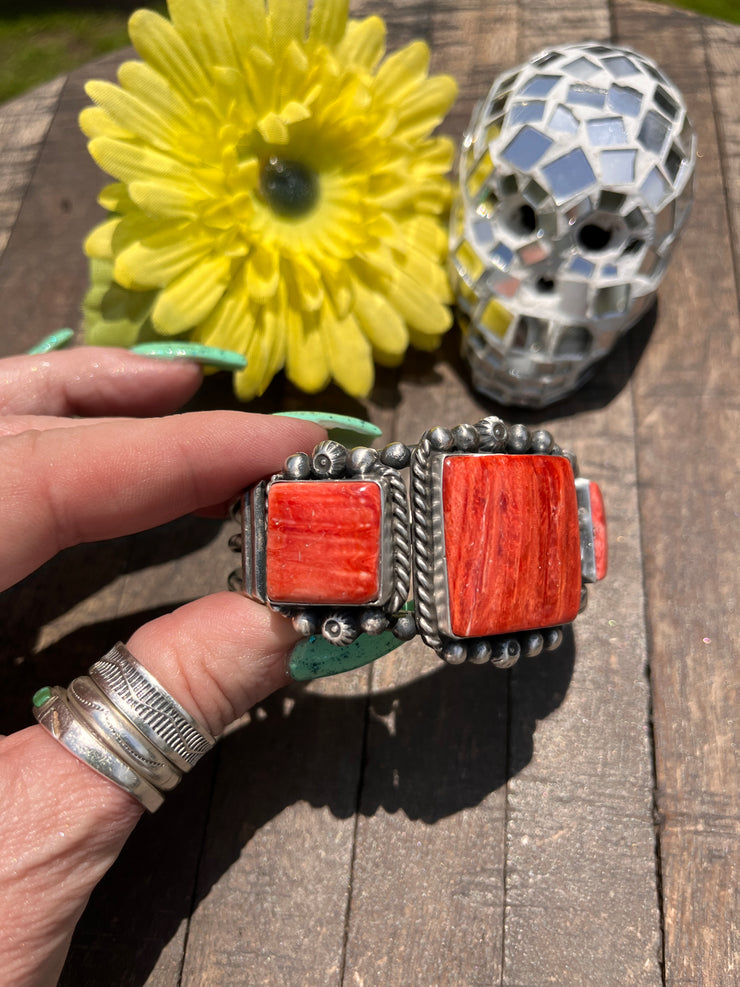 3 Stone Red Spiny Cuff