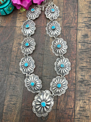 Kingman Turquoise Concho Necklace