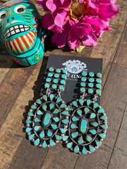 Turquoise Cluster Clip On Earrings