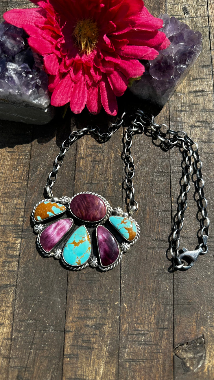 Multi-Color Half Cluster Necklace #2