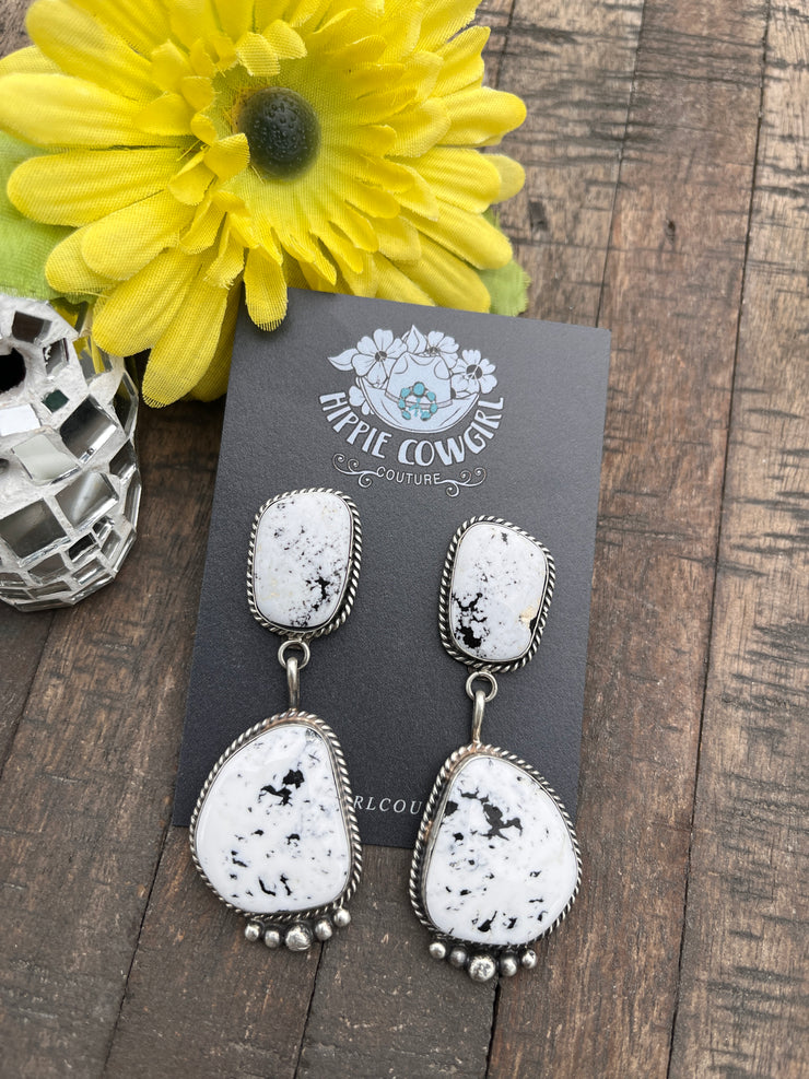 2 Stone White Buffalo Earrings