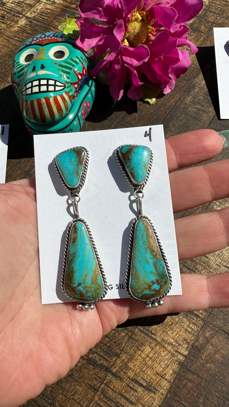 2 Stone Kingman Dangle Earrings #4
