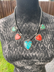 Multicolor Heart Necklace- F