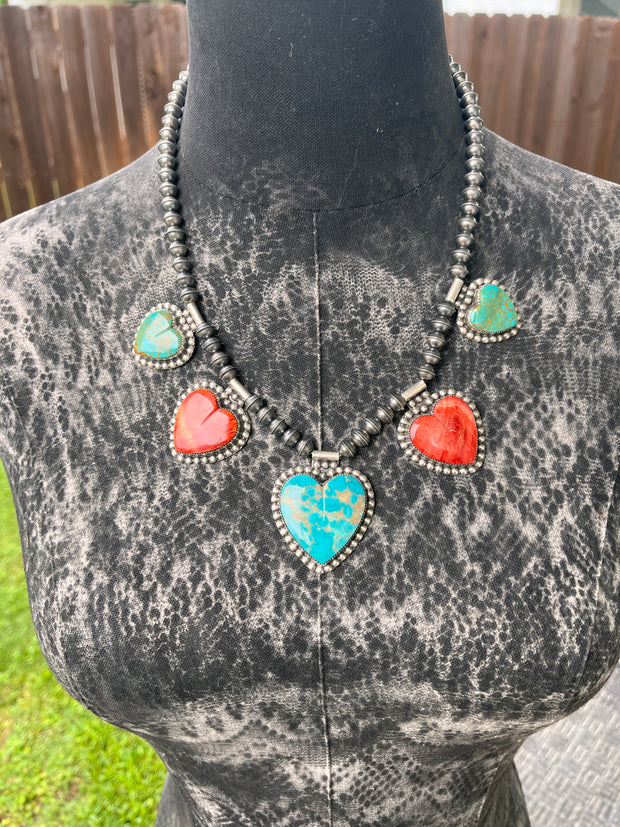 Multicolor Heart Necklace- F