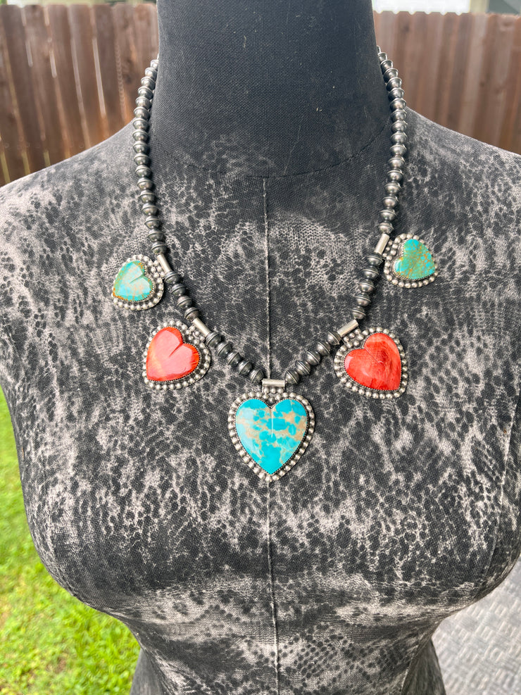 Multicolor Heart Necklace- F