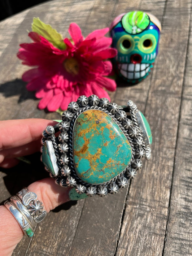 3 Stone Kingman Turquoise Cuff #1