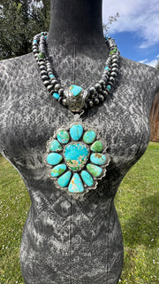 Multi Strand Pearl and Sonoran Gold Pendant Necklace #2