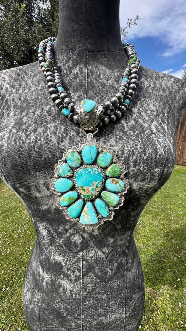 Multi Strand Pearl and Sonoran Gold Pendant Necklace #2