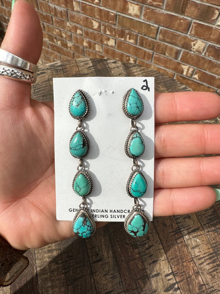 4 Stone Nevada Turquoise Earrings #2