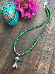 Sonoran Gold Bead Necklace with Squash Blossom Pendant