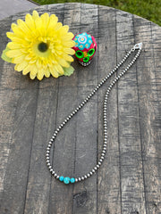 20" "Navajo Style" Pearls and Turquoise Necklace