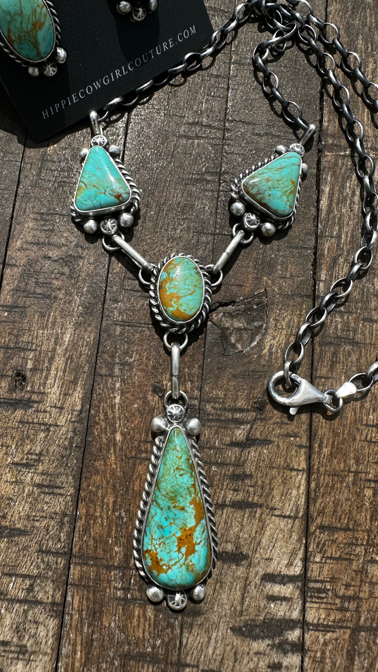 4 Stone Kingman Turquoise Mini Lariat Set- C