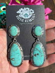 2 Stone Kingman Turquoise Dangle Earrings