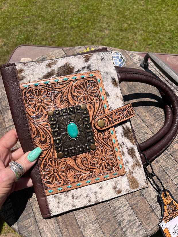 Cowhide Concho Book/Bible Cover
