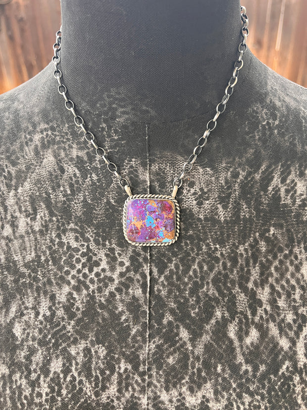 Purple Mohave Kingman Square Necklace