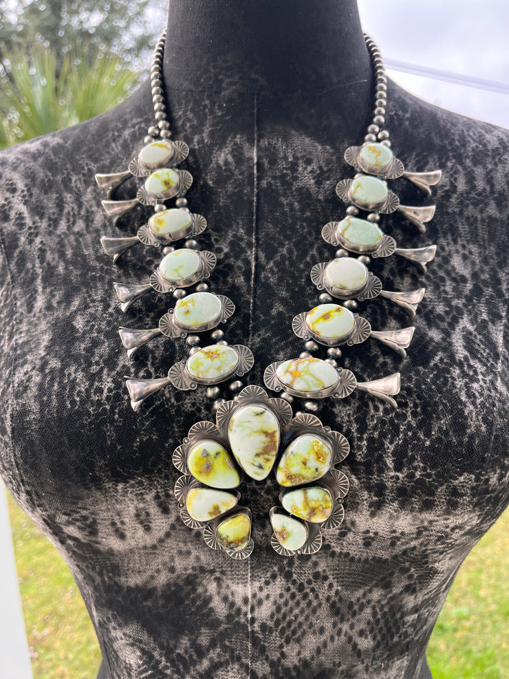 Palomino Variscite Squash Blossom Set