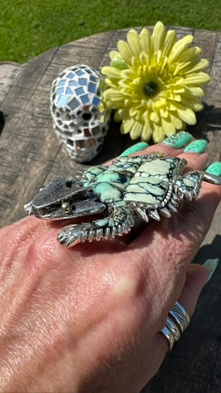 Variscite Horned Frog Ring