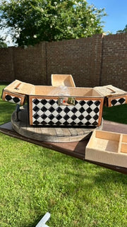 Checkerboard Cowhide and Leather Jewelry Box