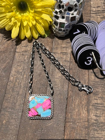 Square Cotton Candy Kingman Necklaces