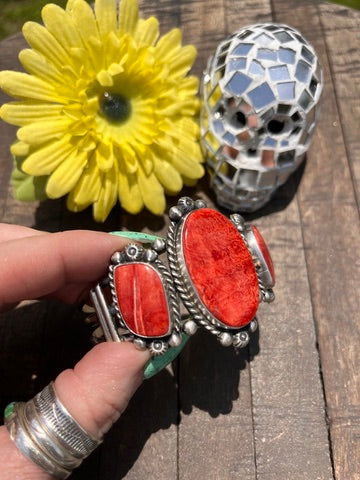 3 Stone Red Spiny Cuff